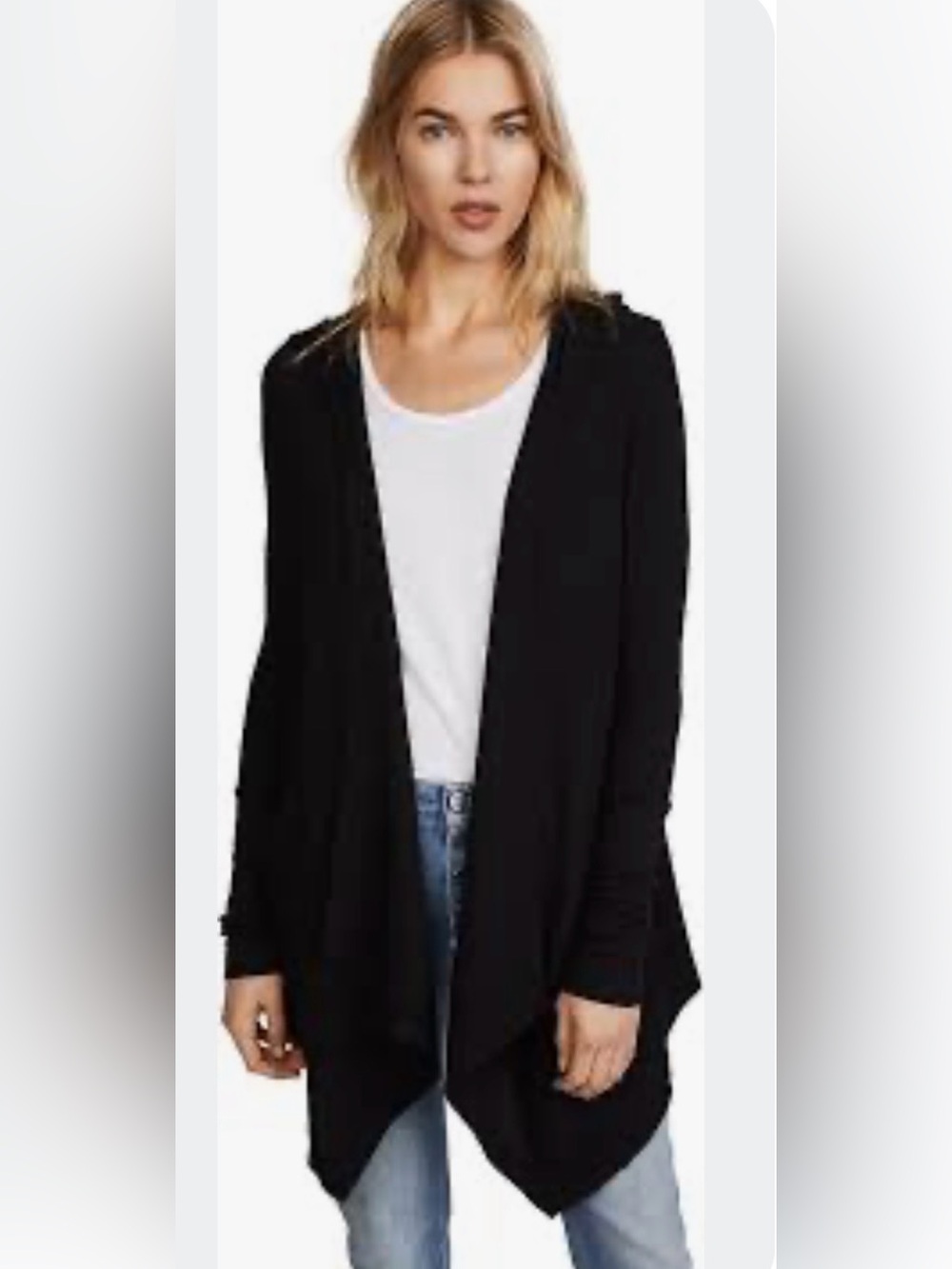 Splendid Black Open-Front Draped Women's Cardigan